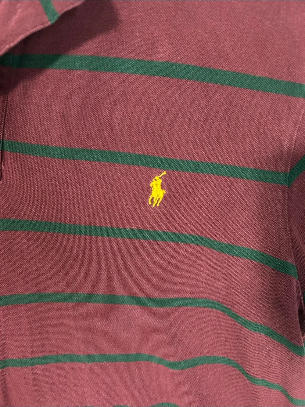 Ralph Lauren Rugby Polo Shirt 2X Tall Burgundy Green Stripe Casual Preppy Style
